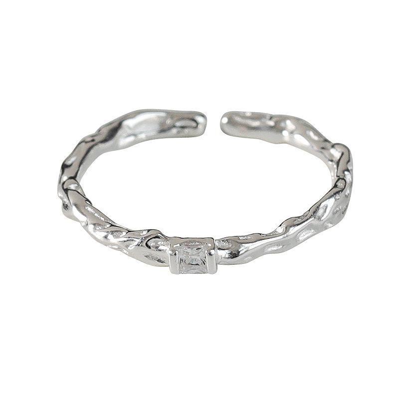 Design Sense Open Plain Ring Ring Women'S Simple Super Square Diamond Candy Paper Index Finger Ring Trendy And Fashionable