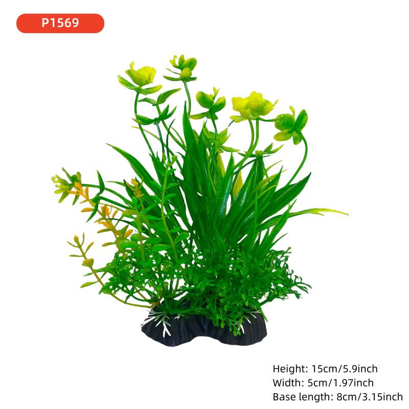 1PCS Aquarium Decor Set - Vibrant Green Plastic Plant Ornaments - Fish Tanks, Durable Pvc Material 15cm/5.9inch