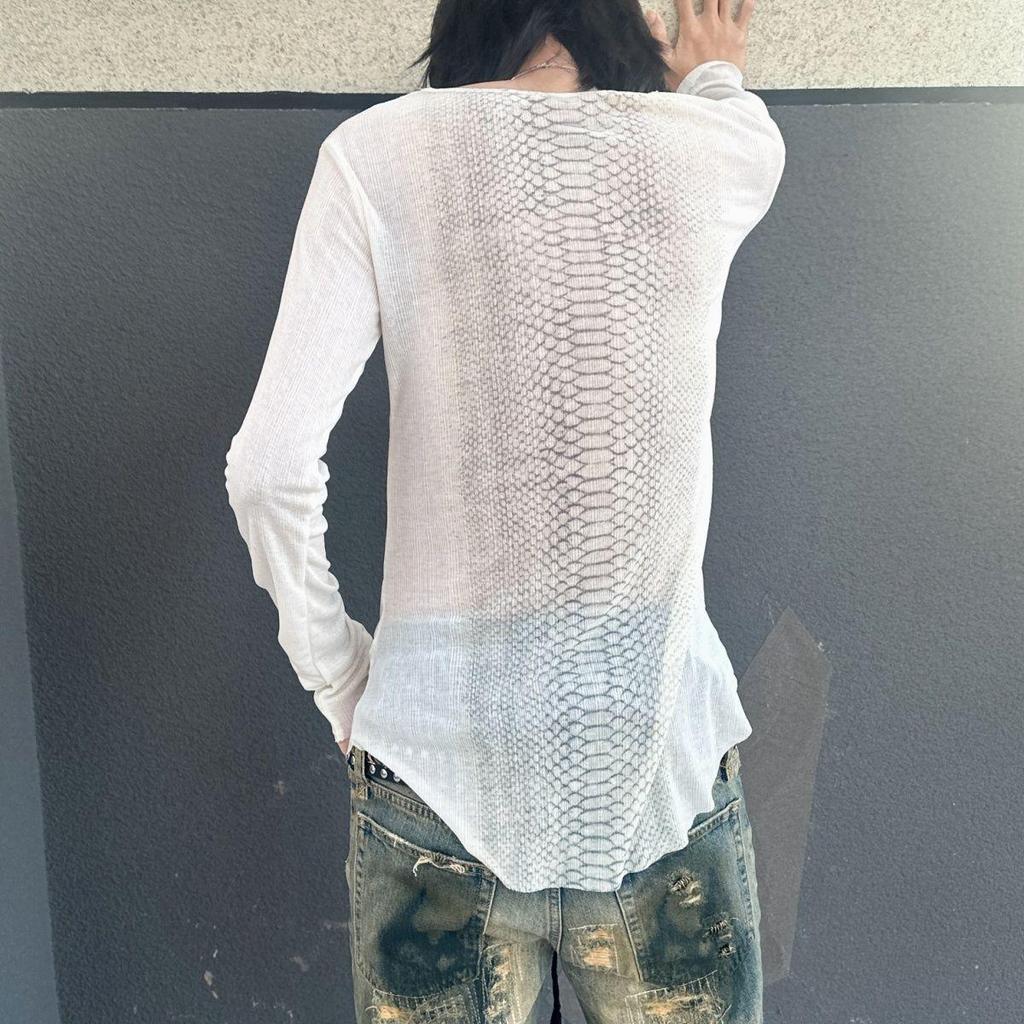 Subculture Snake Print Visual Kei Punk Rock Long Sleeve Tee