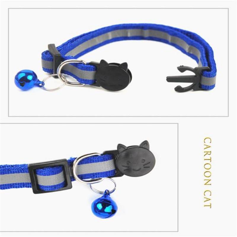 Pet Products Cat Collar Cartoon Cat Head Color Bell Pet Accessories Reflective Dog Collar