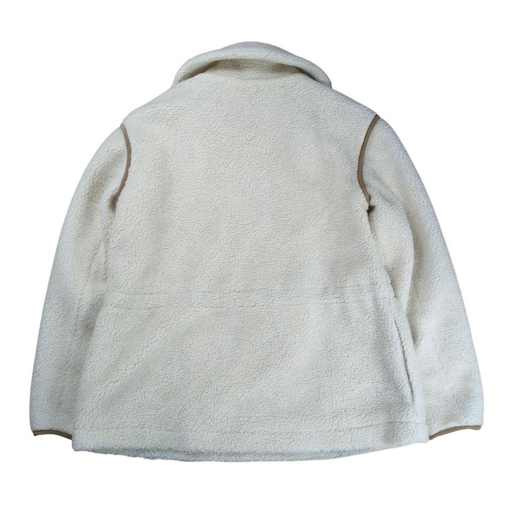 Coach Signature Pattern High Neck Fleece Boa Jacket Ivory Size S Mens