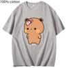 Cute Dudu Was Threw Flip T-Shirts Flops By Bubu Since He Teases Bubu Graphic Shirt Kawaii Panda Bear Women Men Cotton Tees