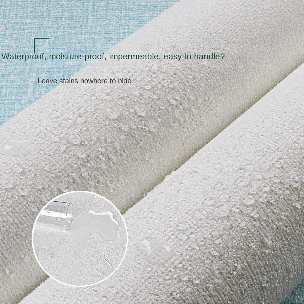 50cm*5m 3D Self-adhesive Thicken Waterproof Wallpaper Linen Textured Pure Color Home Decorative Refurbished Sticker