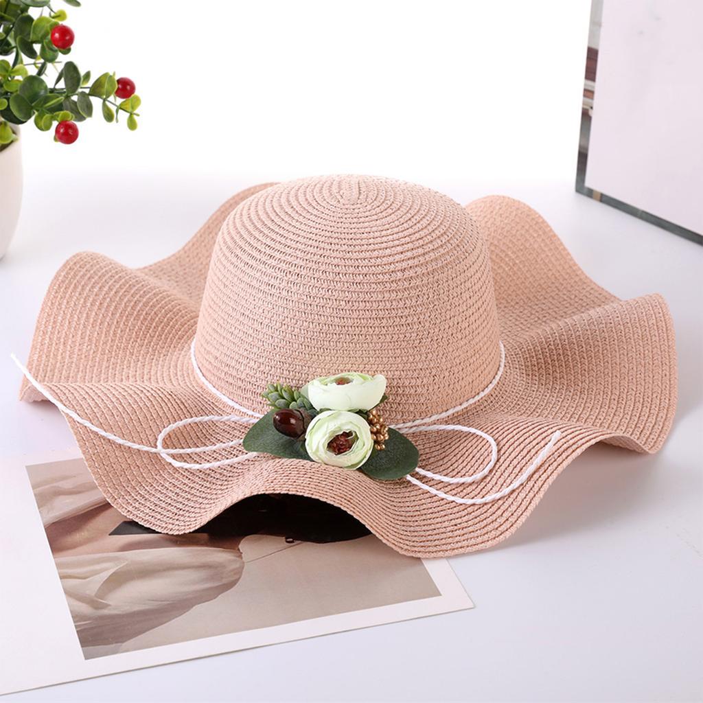 Ladies' Sun Hat Bow Flower Grass Hat Beach Hat