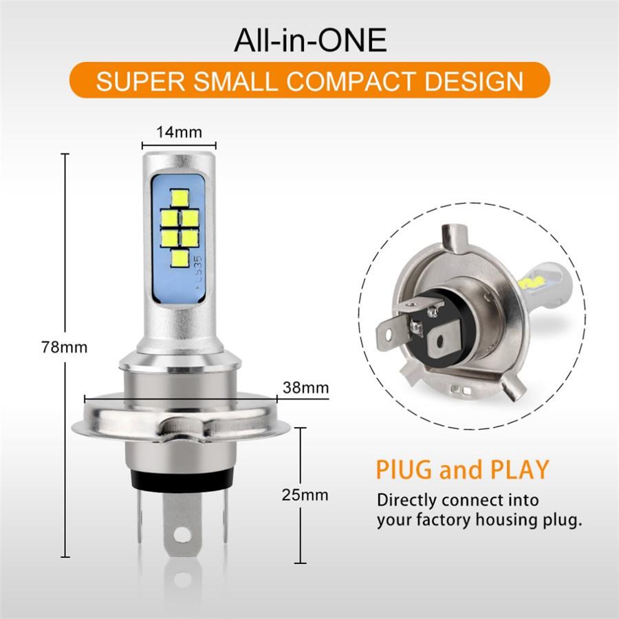 36W H4 Led Motorcycle Headlight Bulb Fog Light 12 SMD 1200LM Hi Lo Lamp for Scooter Accessories Moto DRL