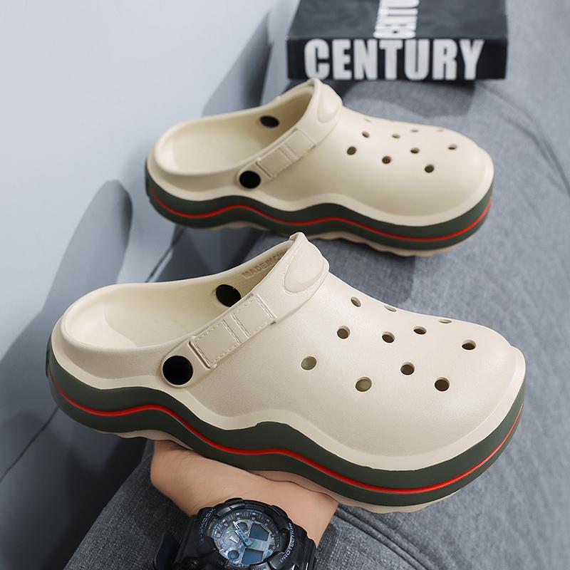 Durable Construction Comfortable Fit Mens And Women'S Summertime New Baotou Couple Sandal Shoes Thick-Soled Beach Footwear