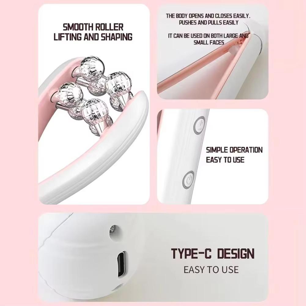 New Professional EMS Dual-Roller Facial Massager - Microcurrent Neck Firming Device with V-Lift Technology for Home Beauty Care