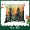 Watercolor Christmas Tree Illustration Pillowcase Bedroom Cushion Cover 100% Polyester Living Room Cushion Pillowcase Home Decor