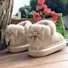 Women's Winter Velvet Bowknot Cotton Slippers with Heel Cover - 2023 Thick Sole, Warm, Girly Style for Outdoor Wear
