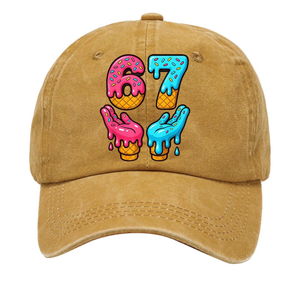 Washed Cotton Baseball Cap With Printed Distressed Soft Top Denim Hat For Men, European And American Retro Hat