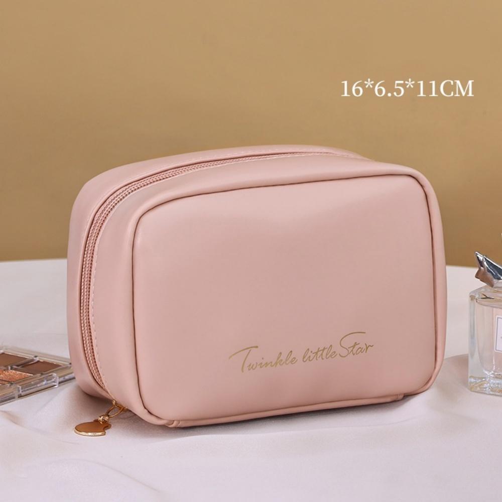 Travel Portable Cosmetic Bag Storage Bag PU Leather Material Toiletry Bag Waterproof Large Capacity Cosmetic Bag with Divider