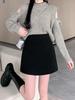 Women's High Waist Black Wool Mini Skirt - A-line, Plus Size, Hip-hugging, Versatile for Autumn/Winter 2025.