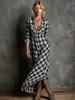 Elegant Plaid Long-Sleeve Shirt Dress - 2025 Fashion for Women