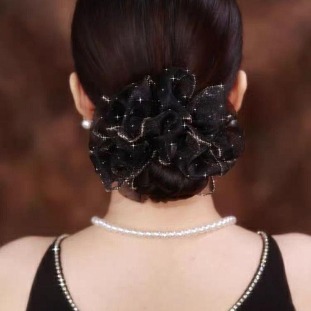 Starry Sky Large Hair Band High Elastic Bubble Hair Rope Flower Bud Headdress For Women Girls