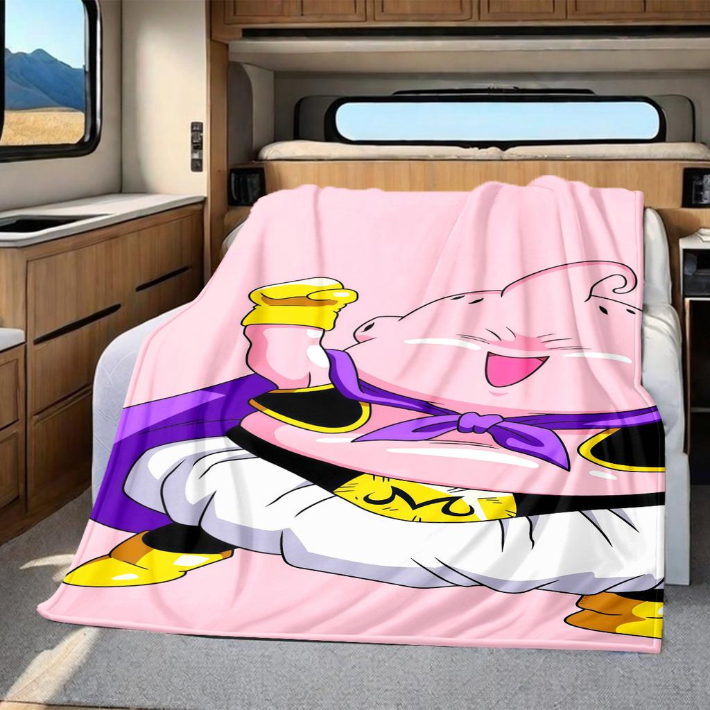 1PC Majin Buu  Print Flannel Blanket, High quality All Seasons, Home Decor, Warmth and Comfort, Perfect for Christmas Gifts