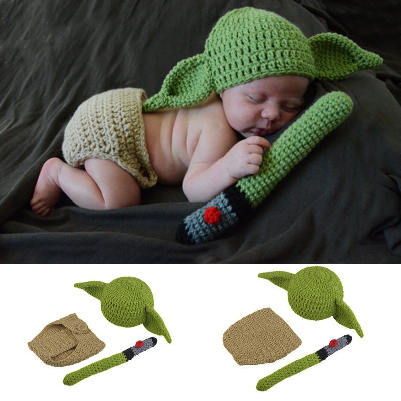 

Children s Animation Baby Yoda Master Baby Creative Photo Clothing European and American Hand-knitted Hat Photo Props 36cm зелёный