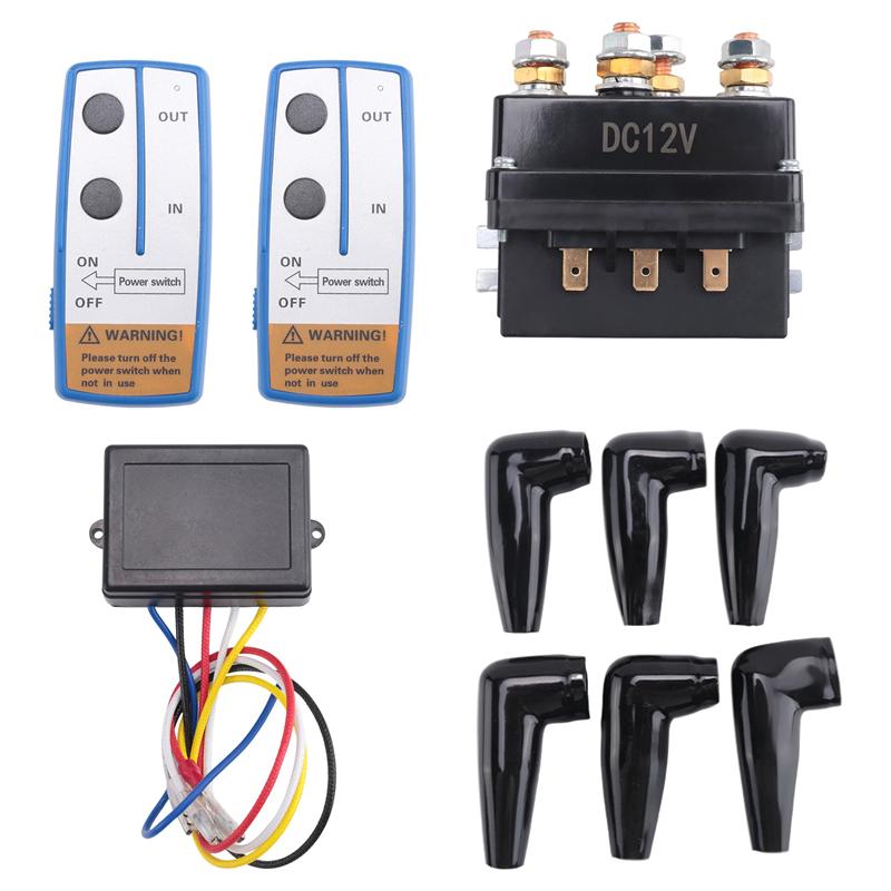 Relais Contacteur Solénoïde de Treuil 12V 500A + Kit Télécommande Sans Fil pour Treuil pour Camion Jeep ATV 5500-12000Lbs (500A)-M53K