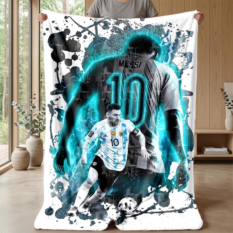 Lionel Messi Theme Blanket Soft Flannel Blanket Plush Throw Blanket Cozy Sofa Bed Blanket for Home Decor