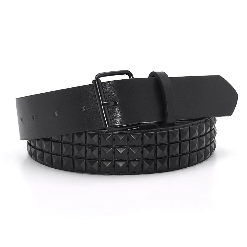Hollow Bullet Decoration Belt Fashion Ladies Leather Studded Gift Man Goth Rock Wild Adjustable Women Punk Black Belt