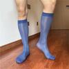 Men Thin Business Dress Socks Stretchy Nylon Sheer Knee Highs Dress Socks Over the Calf Dress Socks Sheer Casual Socks