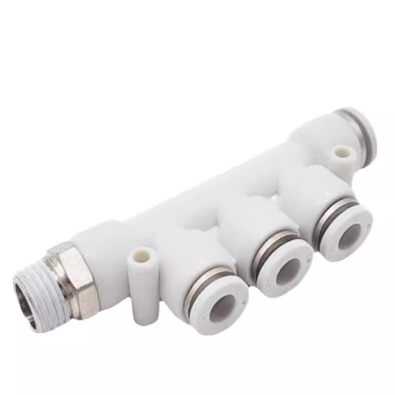 Pneumatic Quick-Connect Air Hose Five-Way Fitting, MPKD Threaded, Sizes: 4/6/8/10/12-01/02/03/04