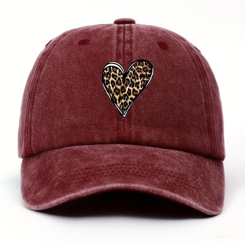 Niedliches Leopardenmuster, herzförmiges Design, geeignet für Freizeitausflüge und Reisen, Sonnenschutzhut