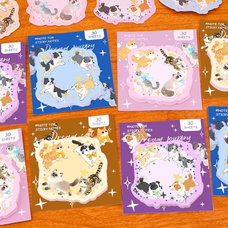Gift Cartoon Cats and Dogs Animal Notes for Students Cute and Sticky Kawai Stationery Lovely Stickers Office School Supplies