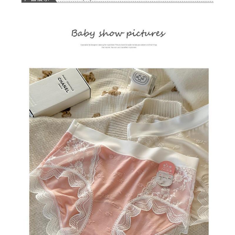 Women S Mid Waist Lace Modal Underwear 7a Antibacterial Plus Size Panties