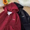 Unisex Hooded Zip-Up Sweatshirt Winter Heavyweight Oversized Streetwear Pullover With Fleece Lining