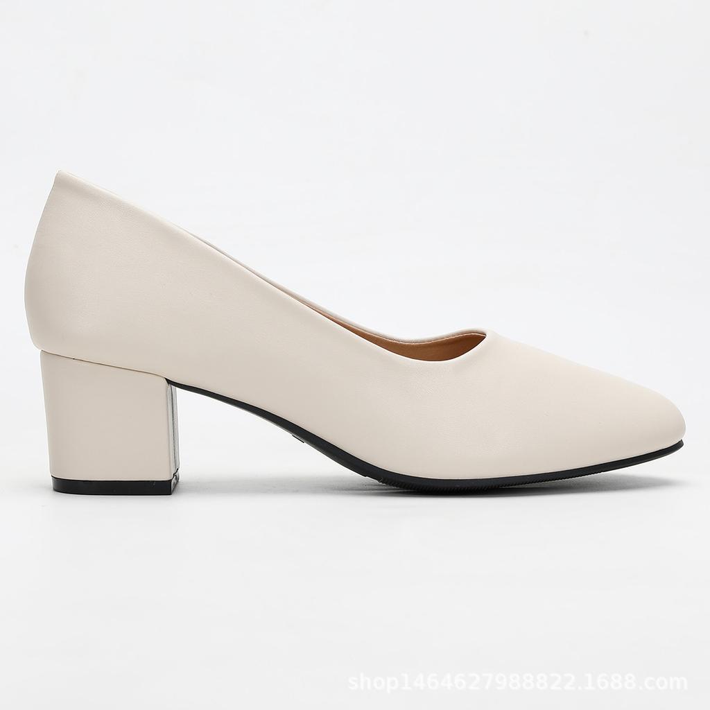 Damen neue weiche Leder Arbeitsschuhe, weiche Sohlen sind bequem und ermüden nicht, vielseitige Füße, einfache äußere hohe Absätze