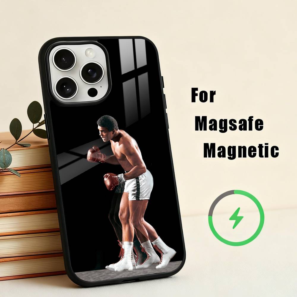 Boxing M-Muhammad A-Ali Phone Case For iPhone17,16,15,14,13,12,11 Plus,For Magnetic Wireless Charge Cover