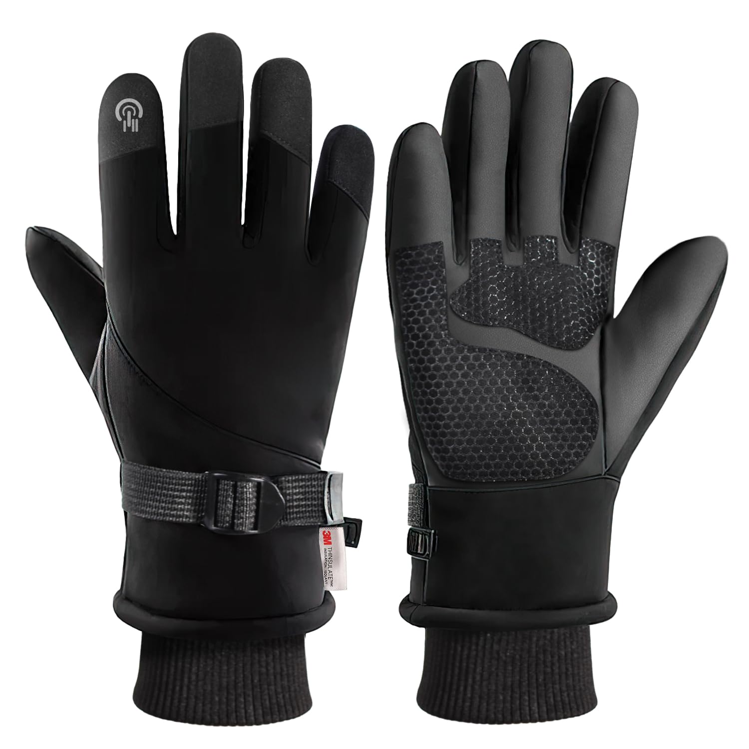 

Зимние перчатки для зимы для смартфона и зимние перчатки 3M Thinsulate для улицы и унисекс [Новинка 2025, Совместимые, на флисовой подкладке] Мужские Женские чёрный