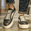 RO flat for cowhide granular board shoes high street VIBE style trend versatile casual shoes thick sole milk fragrance men's leather shoes
