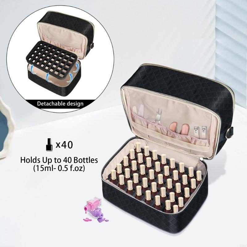 Nails Storage Case With Removable Dividers Sturdy Shoulder Strap Quilted Texture For Salons Artistics HX6C