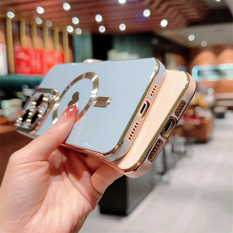 Love Heart Wireless Charging Phone Case For Iphone 14 13 12 11 Pro Max 14 Plus 14pro Shockproof Plating Magnetic Soft Back Cover