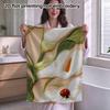 Peach Base White Calla Lily Ladybug Embroidery Bath Towel, Soft Absorbent Decor Bathroom Hand Towel