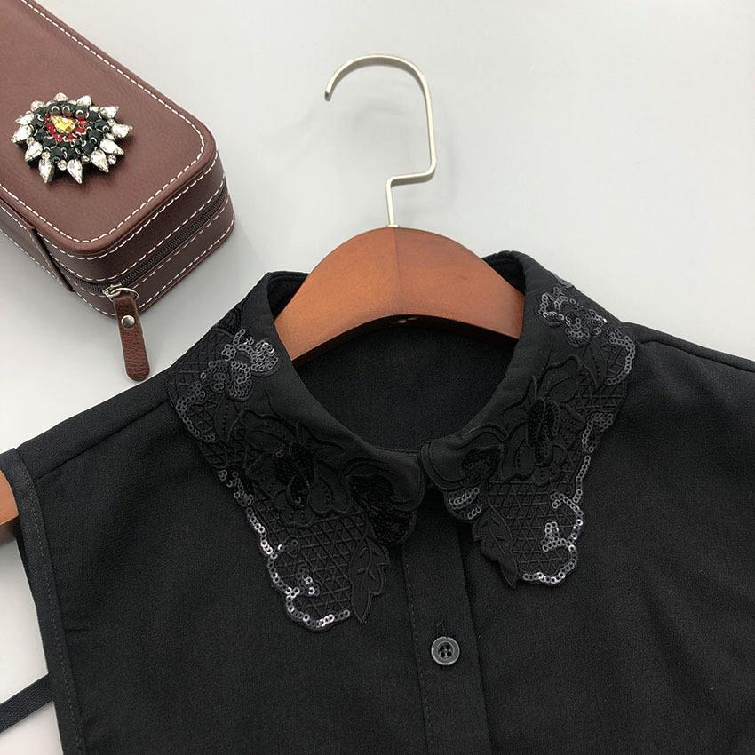 Neues Design Hemdkragen Falscher Kragen Damen Aushöhlen Blume Knopf Halbes Hemd Abnehmbarer Kragen Abnehmbare Halsbekleidung Falsche Krawatten