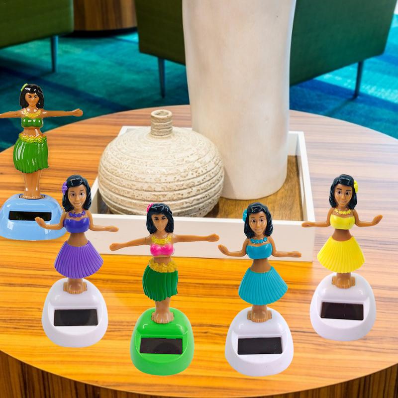 Solar Powered Hawaii Girl Dancing Toys Shaking Bobble Head Hawaii Swinging Animated Girl Doll Car Dashboard Decoration