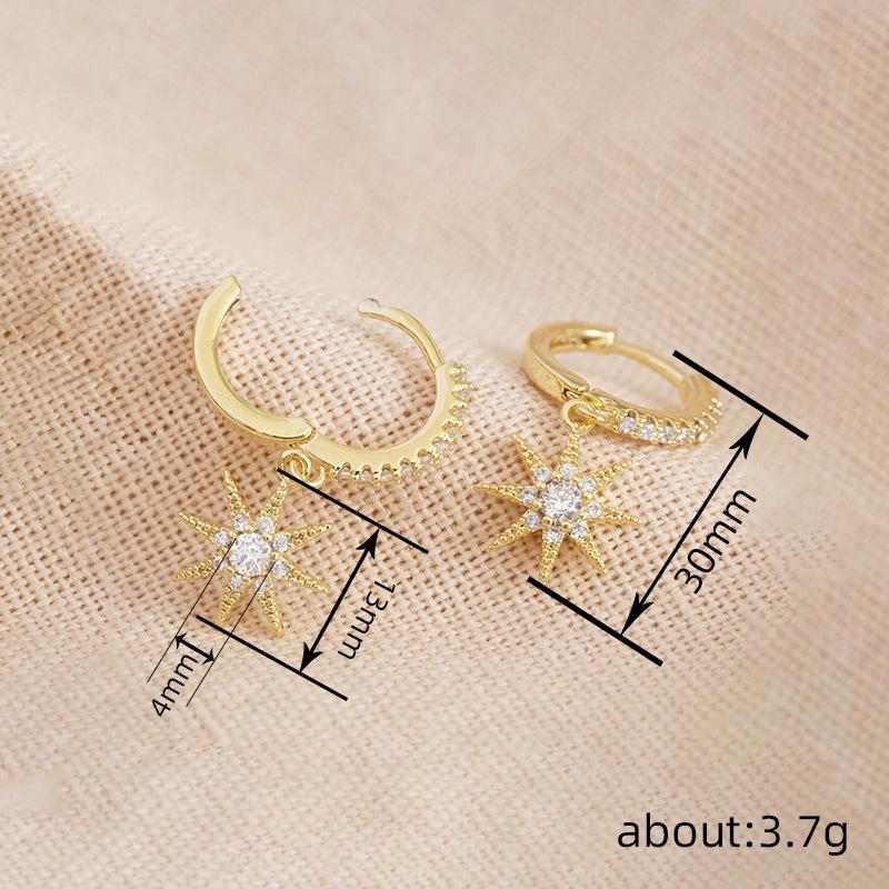 Star Earrings For Women, Trendy And Elegant Sun Jewelry, Zircon-Inlaid Exquisite Jewelry.
