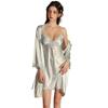 Sexy women's pajamas premium pure lace suspender nightdress with chest pad long-sleeved loungewear set