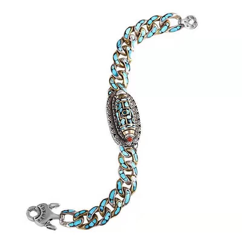 Nya Guochao mäns armband Personlighet Retro Transfer Roterande Nine Eye Pearl Armband High-end present