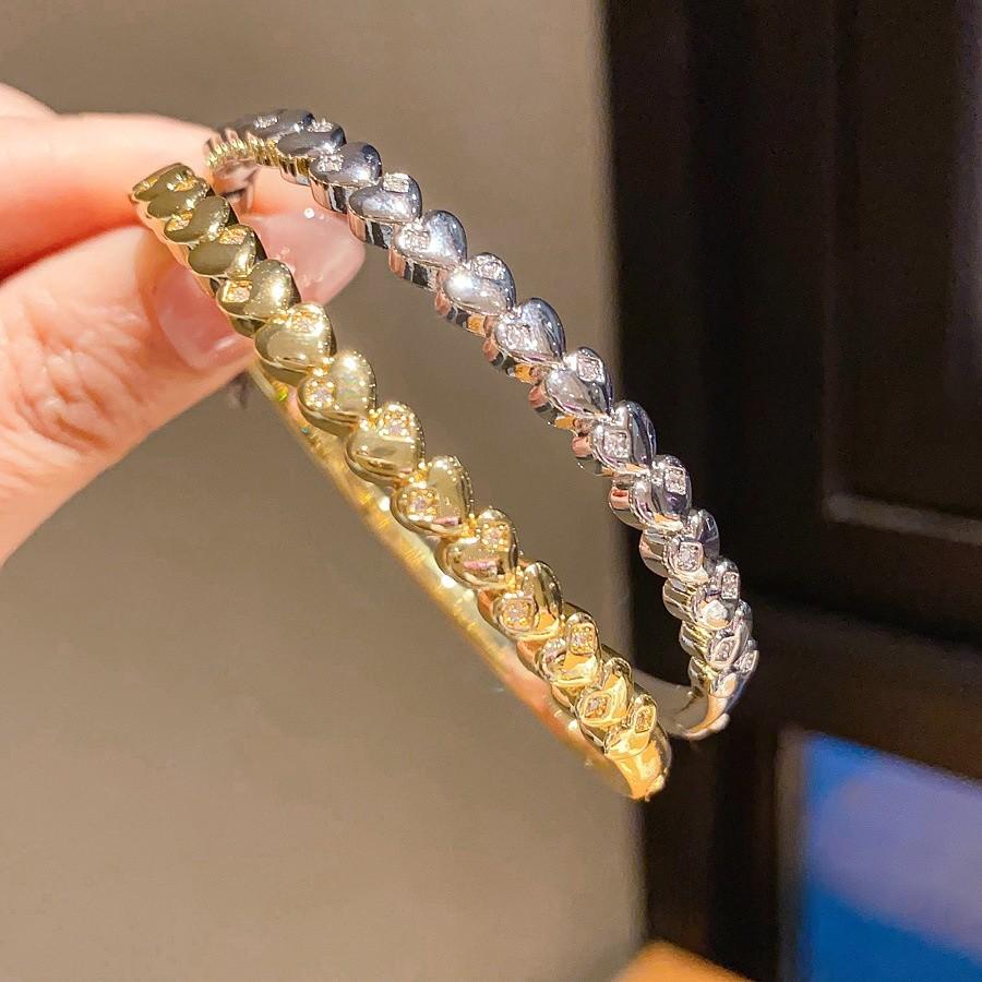 18k Gold Plated Heart Shape Bracelet With Zircon Stones For Women Fashion Jewelry