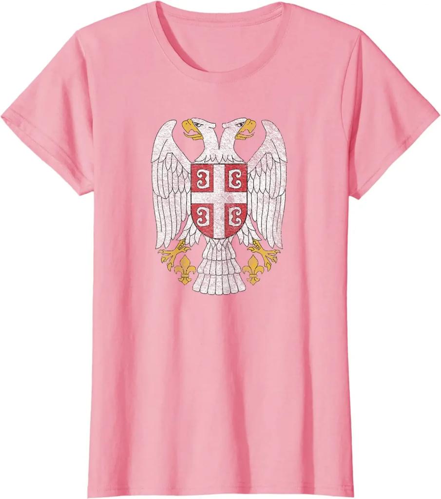 SERVIË VLAG SERVISCH WAPENSCHILD BANIER BELGRADO Unisex T-shirt Korte Mouw Casual Katoen Ronde Hals Zomer Shirt