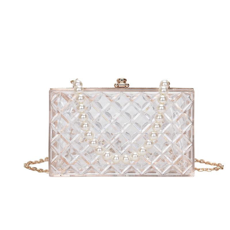 

Colorful Transparent Pvc Shoulder Bag for Woman 2023 Luxury Designer Handbag and Purse Pearl Crossbody Bag Summer Ladies Box Bag прозрачный
