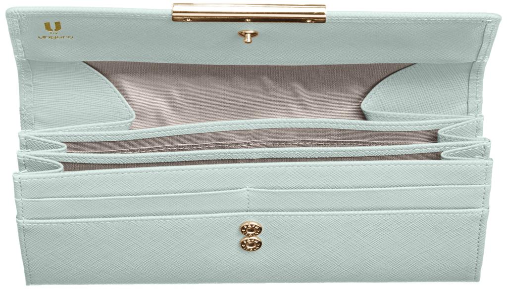 U by Ungaro Eiger Long Wallet with Box-Shaped Coin Purse, Double Button Flap, UULW6AT2 68, Light Green