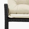 L Shaped Garden Sofa Set with Table and Cushions Black Poly Rattan