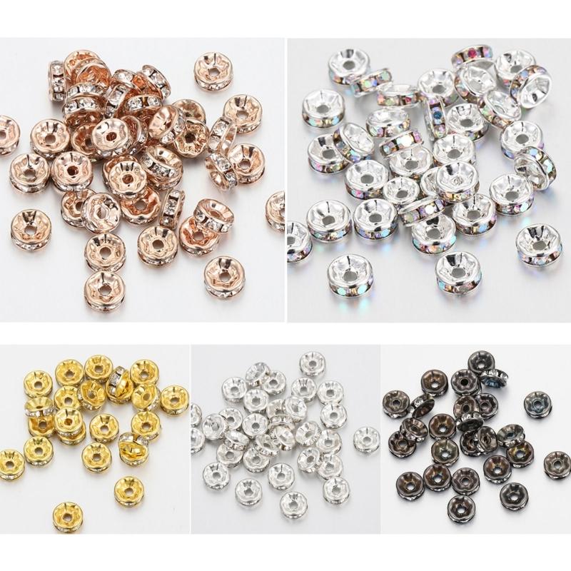 100Pieces Rhinestones Decorative Spacer Beads Fashion Jewelry Supplies Loose Bead Perfect for Jewelry Making and Projects