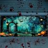 2 D door banner 1 oversized Halloween garage door banner - Ghost cemetery scene and pumpkin lanterns.PMJ