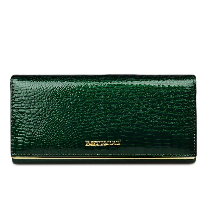 Women's Luxury Genuine Leather Wallet Long Lacquer Crocodile Pattern Clutch Coin Purse High Quality Fashion Luxury Wallet Card Holder