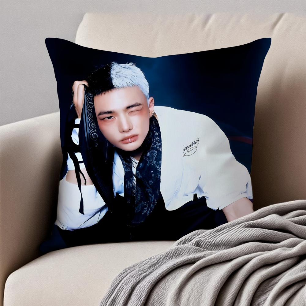 Handsome Kpop Idol HHwang HyunJin Cushion Cover Pillowcase Antidustmite Invisible Zipper Short Plush Sofa Cushion